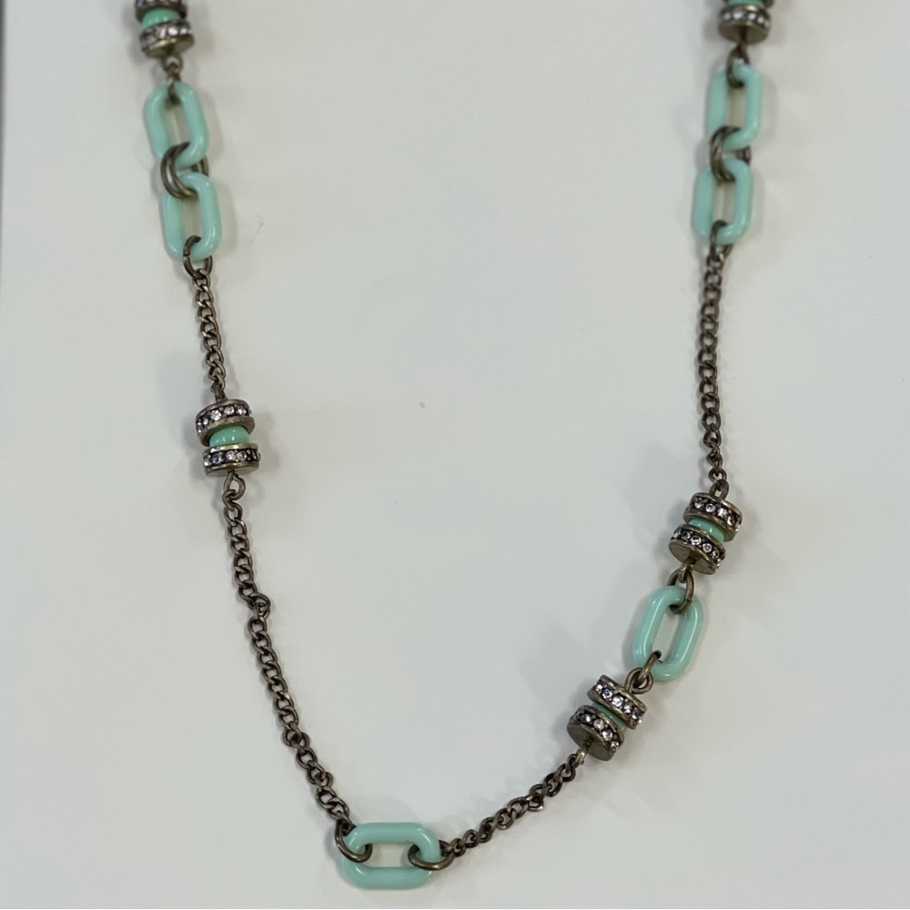 J. Crew | mint and antique metal necklace